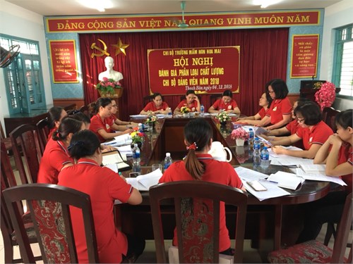 Chi bộ trường mầm non Hoa Mai tổ chức hội nghị đánh giá, phân loại chất lượng chi bộ, đảng viên năm 2018